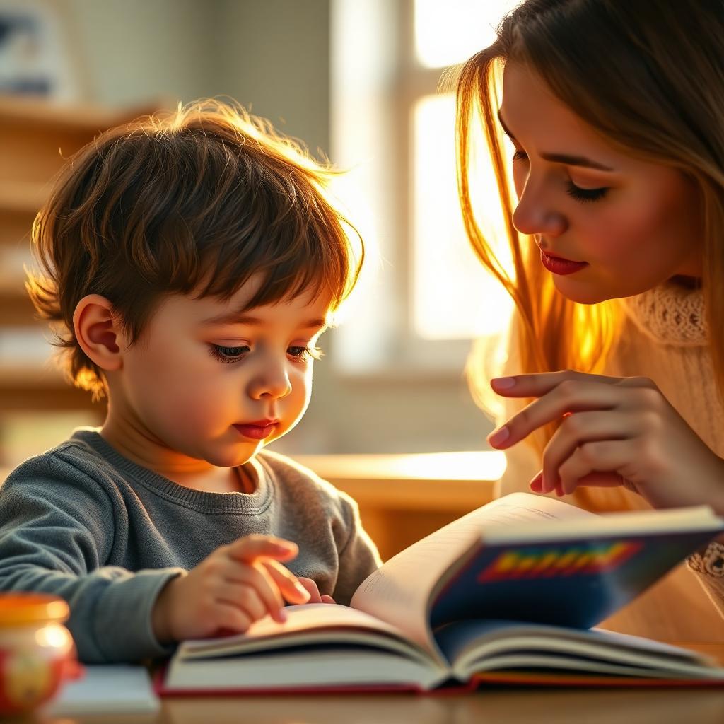 A child reading a decodable book with a teacher pointing at words